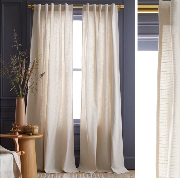 NWOT QUINCE Set Of 2 48x96 Cotton Slub Curtains Natural 8958 - Picture 1 of 10